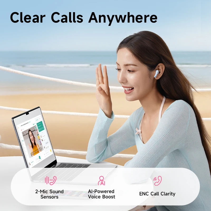 Baseus Bass BS2 Lite True Wireless Earbuds Bluetooth 6.0 Semi-in-Ear Earphones 2-Mic AI ENC 40H Playtime IP55 SuperBass Ear buds - Image 5