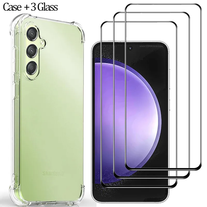 Per Samsung S23 Fe Vetro Temperato Samsung A54 A53 A52 A52S A73 A14 A33 A34 S23 Fe Protezione Dello Schermo Per Galaxy S23 Fe Custodia Antiurto S23 Fe