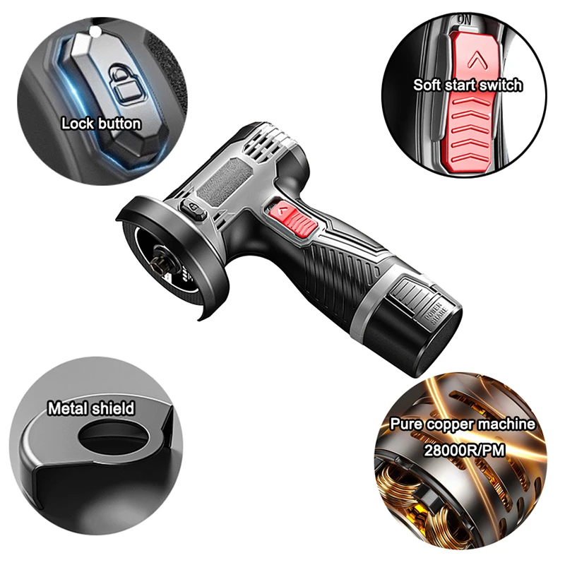 16.8V angle grinder, small lithium battery, portable polishing, grinding and cutting machine, electric tool 6