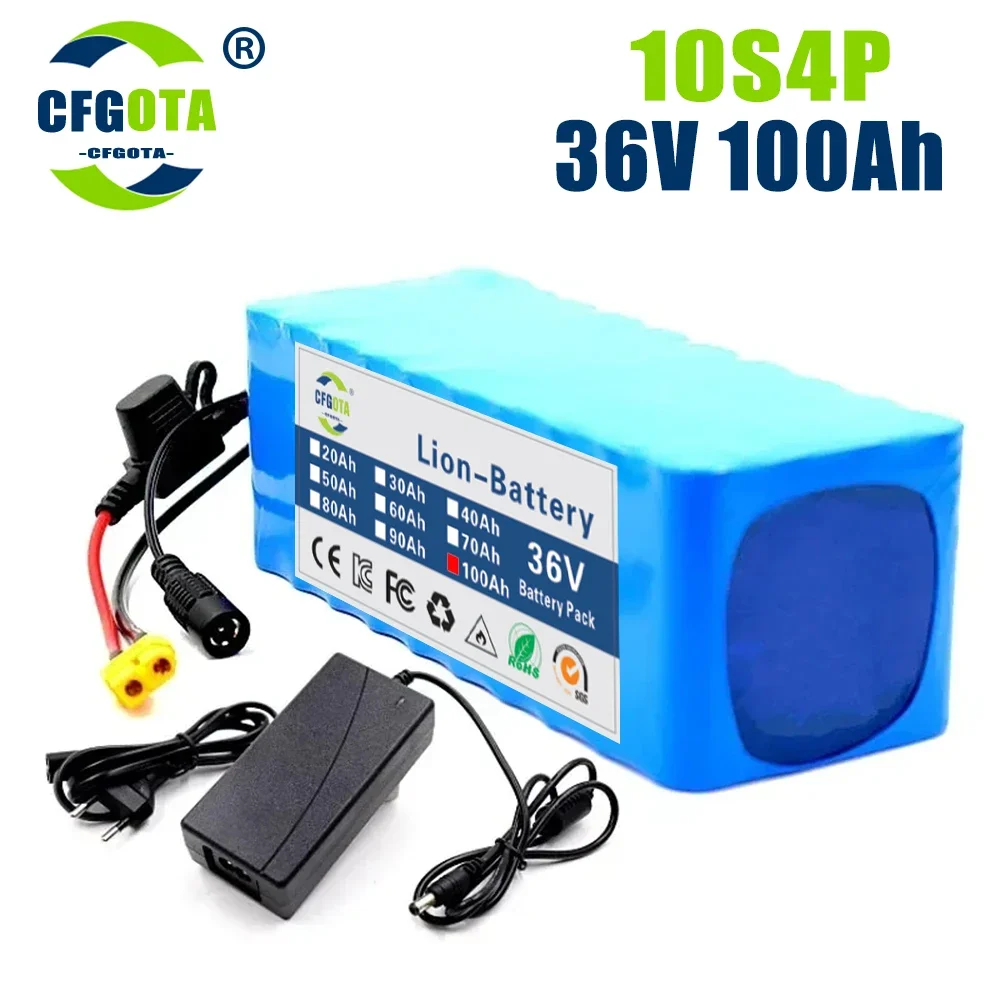 

36V Battery 10S4P 100Ah Battery Pack 1000W High Power Battery 42V 100Ah Ebike Electric Bike Wiht BMS/30A Fuse + 42V 2A Charger