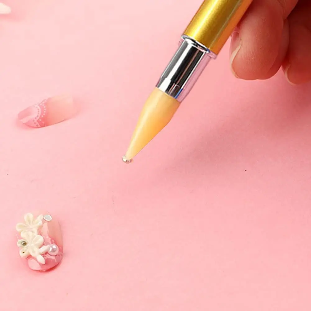 1PC Nail DIY Art Dual-Ended Diamond Point Drill Pen Picking Tool Nail Rhinestone Gems Sticky Picker Wax Pencil Manicure Tools 4