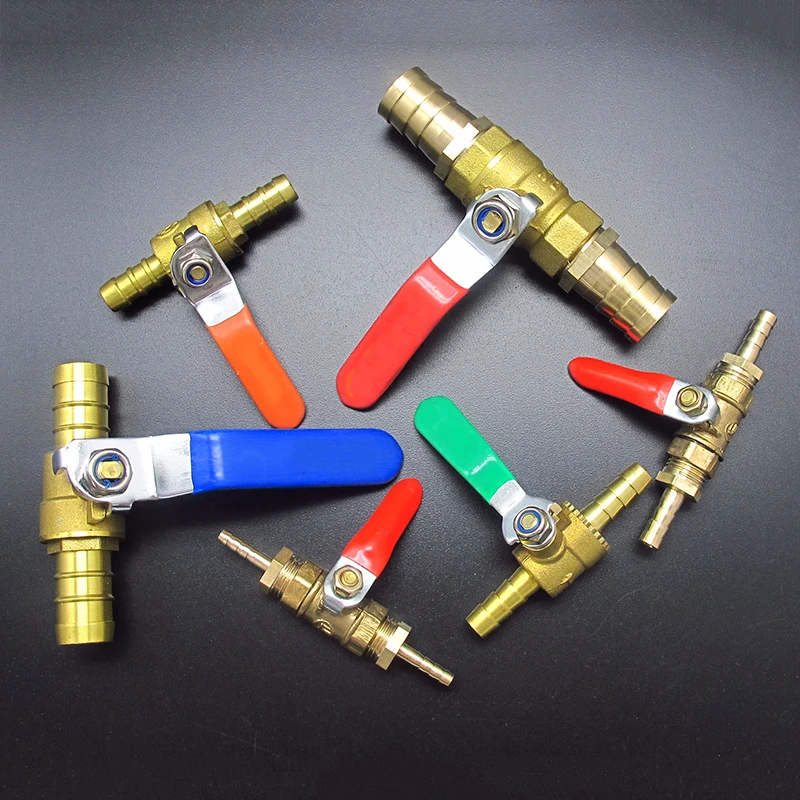 Ball Valve 4mm 6mm 8mm 10mm 12mm 14mm 16mm 19mm 25mm Hose Barb Two Way Brass Shut Off Ball Valve For Fuel Gas Water Oil Air