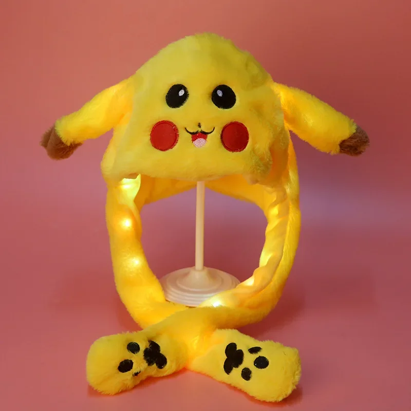 

Pokemon Hats Moving Ears Pikachu Luminous/No Light Plush Lovely Funny Rabbit Ears Toys Hats for Girls Birthday Christmas Gifts