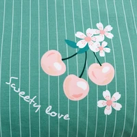 Pink Floral Flat Sheet Set Twin/Queen Cotton Chic Botanical Blossom Flower Kawaii Fruit Cherry Print Bed Sheet with 2 Pillowcase 5