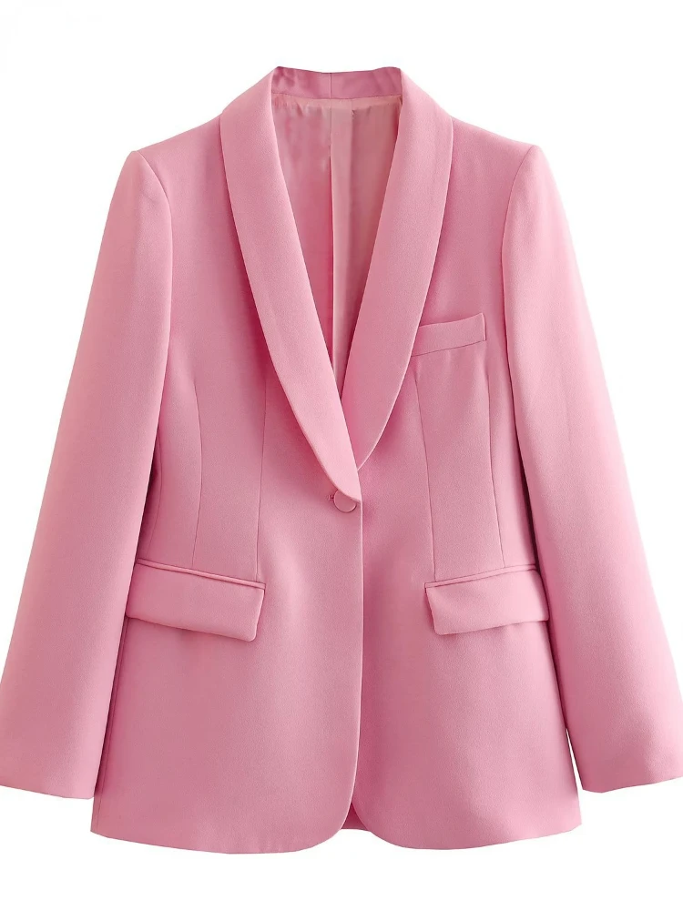 Women\'s Blazer 2024 New Autumn Elegant Casual Office Lady Pink Jacket Coat Fashion High Waist Loose Wide Leg Trousers Pant Suit