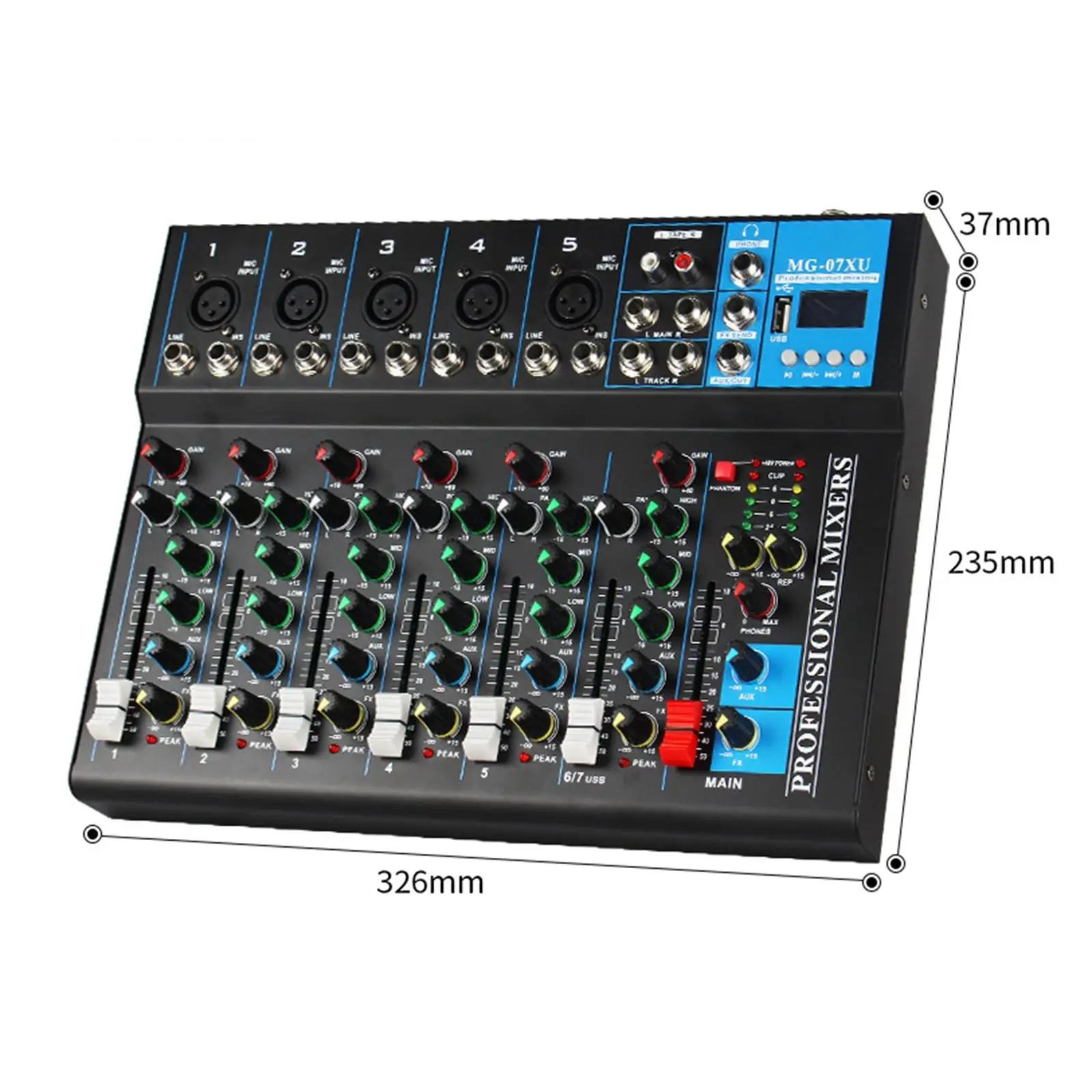 오디오 믹서 USB 오디오 인터페이스 48V 전원 블루투스 MP3 파티 DJ용