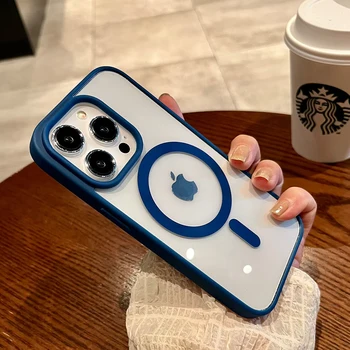 جراب ماج سيف الشفاف لأجهزة آيفون مع غطاء شحن لاسلكي مغناطيسي 7