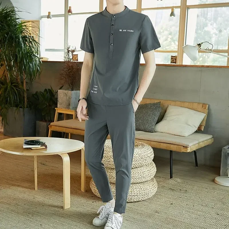 thumbnail image 1 of Conjuntos de pantalones para correr con alfabeto para hombre, ropa de trabajo, camisetas, pantalones, trajes para hombre, Young La Novelty en elástico 5xl de lujo, 1 of 5