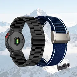 Dual - Pack: Premium Metal and Nylon Band Set (Black - Blue)