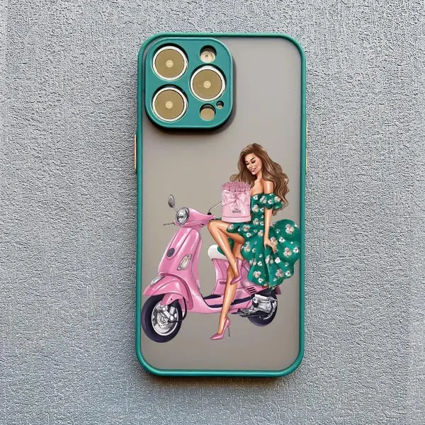 Niedliche Cartoon-Handyhülle mit handgezeichnetem schönen Mädchen für iPhone 16 15 14 Pro Max 13 11 12 Mini Pro Max X XR XS 7 8 Plus SE2 Cover – Detail 11