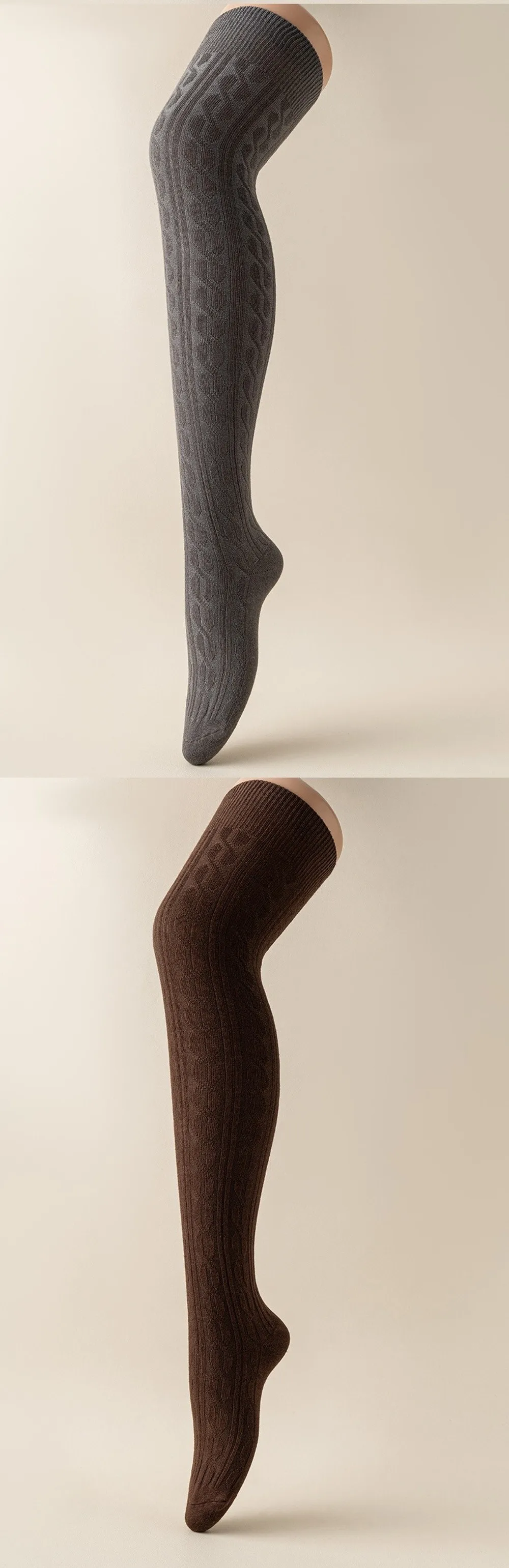 Japanische Kniestrümpfe, einfarbig, gebratener Teig, verdrehtes Muster, lange Strümpfe, weiche, verdickte lange Röhrensocken – Detail 8