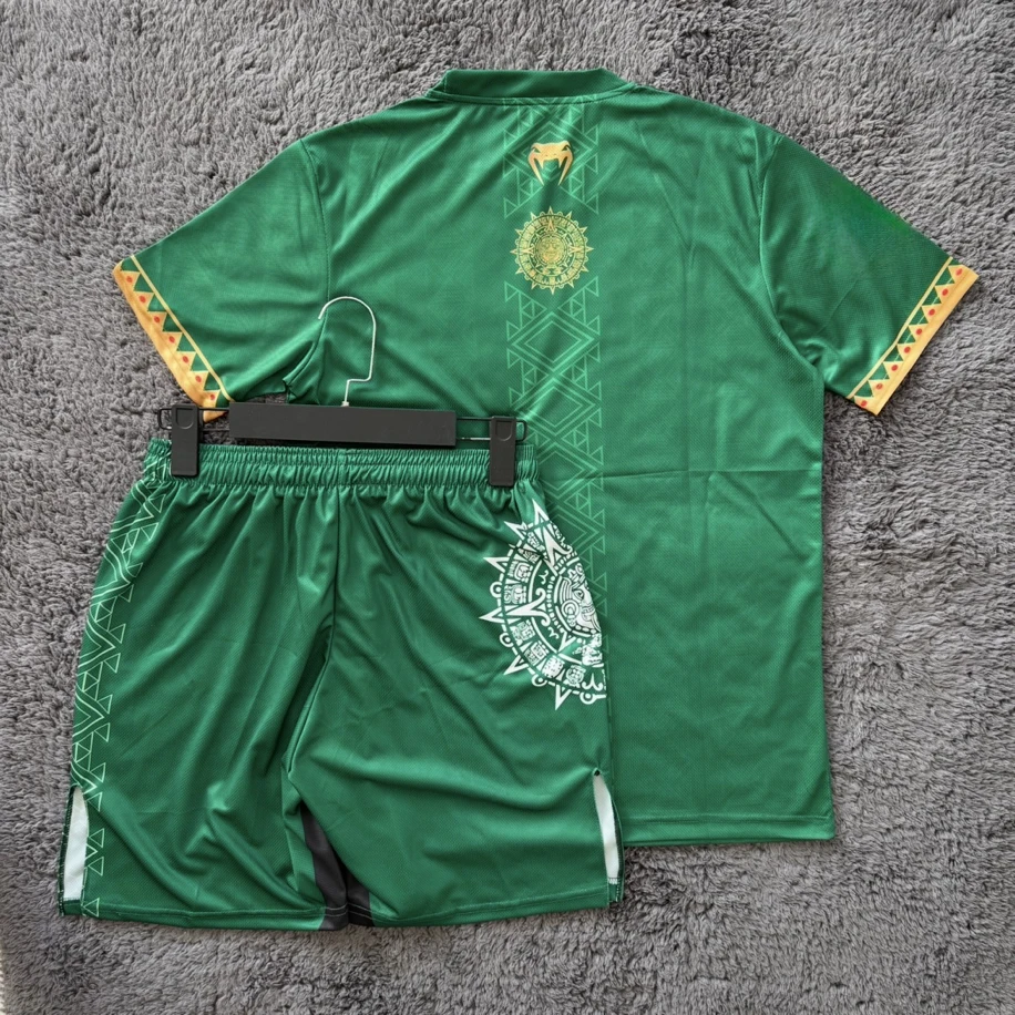 حار UFC MMA أعلى الملاكم الأخضر قصيرة الأكمام مجموعة تي شيرتات قصيرة للأطفال الرجال النساء تنفس سرعة التجفيف التدريب الرياضي القتال الملاكمة التايلاندية مجموعة