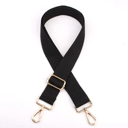 Nylon Adjustable Solid Color Bag Strap - Silver buckle (Black)