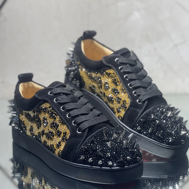 Luxury Brand Red Bottoms Low Tops Diamond Crystal Rivets Shoes For