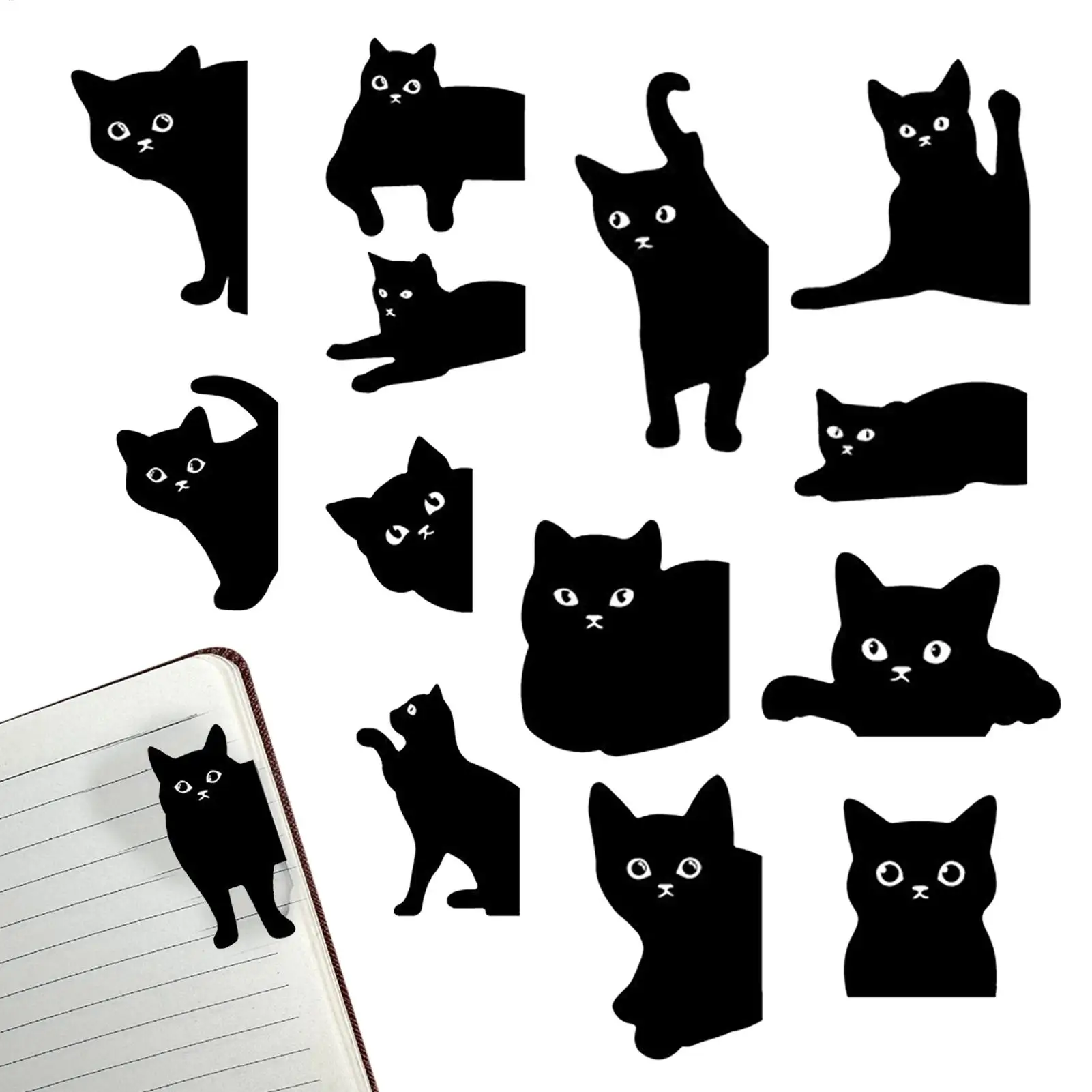 14Pcs Black Cat Magnetic Bookmarks for Book Lovers Cute Cat Reading Bookmarks for Students Teachers Gifts