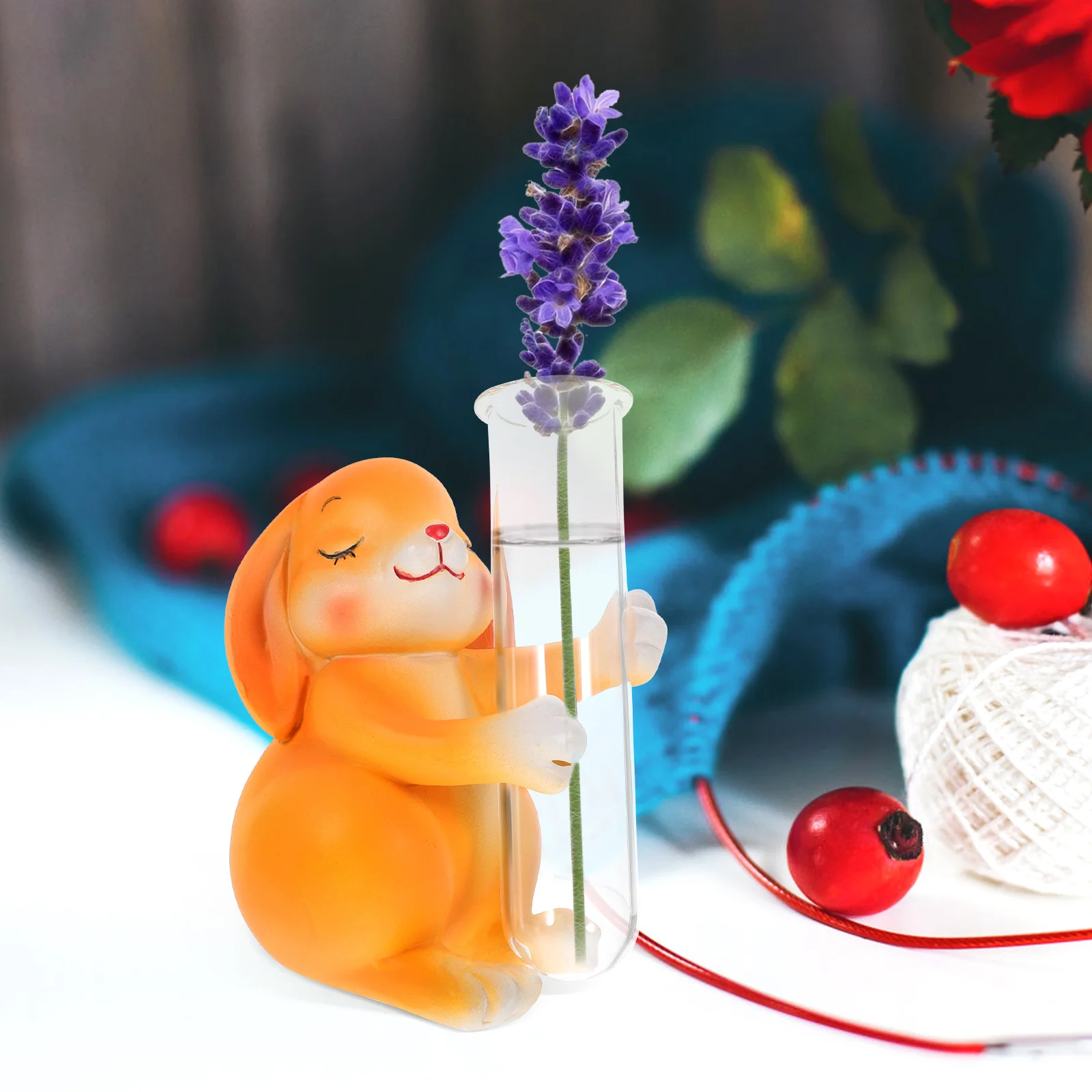 

Creative Animal Statue with Glass Tube Decoration Hydroponics Planting Vase Transparent Glass Vase