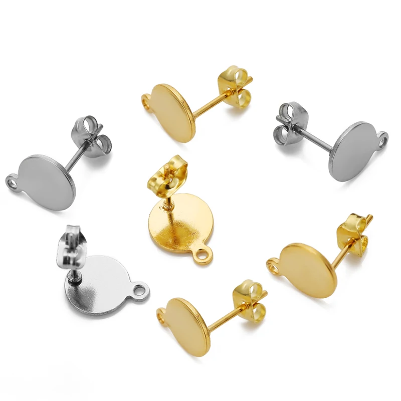 Orecchini Ginkgo 20x24 Mm Per Cabochon Da 8 Mm Acciaio Inox Do 316l Dorato X2 P 575482