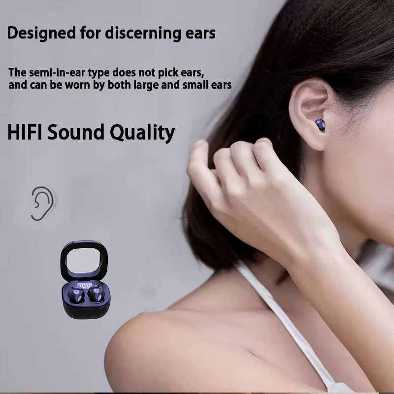 Auriculares intrauditivos inalámbricos con Bluetooth 5,3, Mini auriculares internos con cancelación de ruido, calidad de sonido HiFi Invisible para dormir