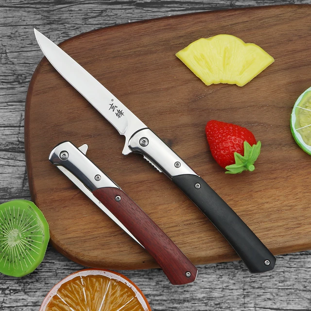 Éplucheur de fruits familial, manche en bois, couteau à fruits pliant,  camping, couteau à fruits et légumes de haute dureté pour melon - AliExpress