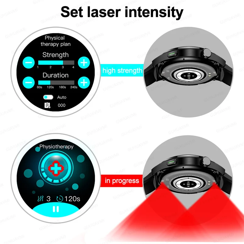 2024 جديد العلاج بالليزر الدم الجلوكوز ساعة ذكية ا...