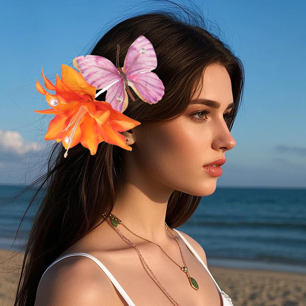 Large Flower Hairpin Beach Romantic Headwear Side Clip Women Makeup Dress Party Hairpin Hairgrips Fashion French Hair Accessory