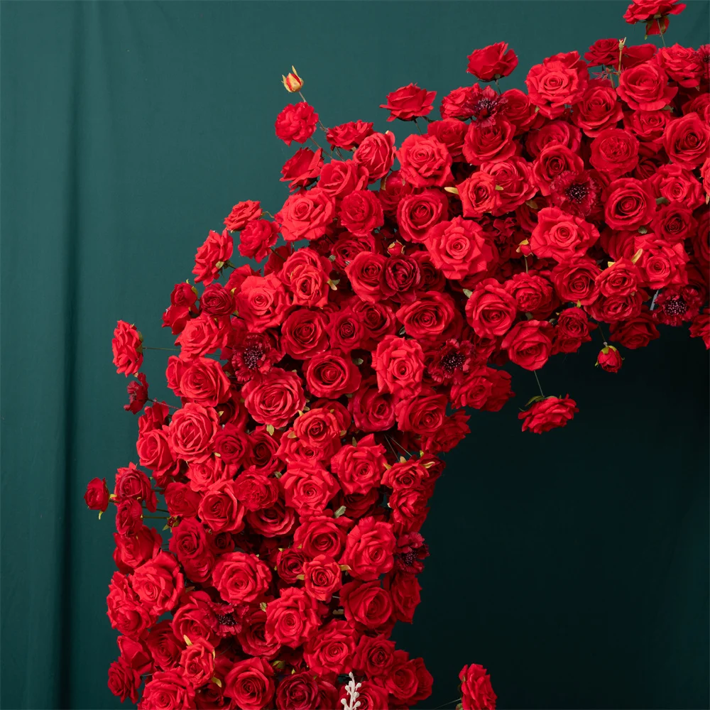 Set di archi di fila di fiori di rosa artificiali personalizzati per la decorazione di nozze centrotavola per decorazioni per fondali per feste di eventi all'aperto