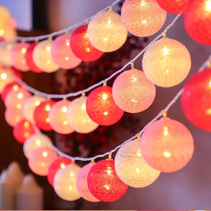 Guirlande lumineuse boule de coton à LED, lumière clignotante