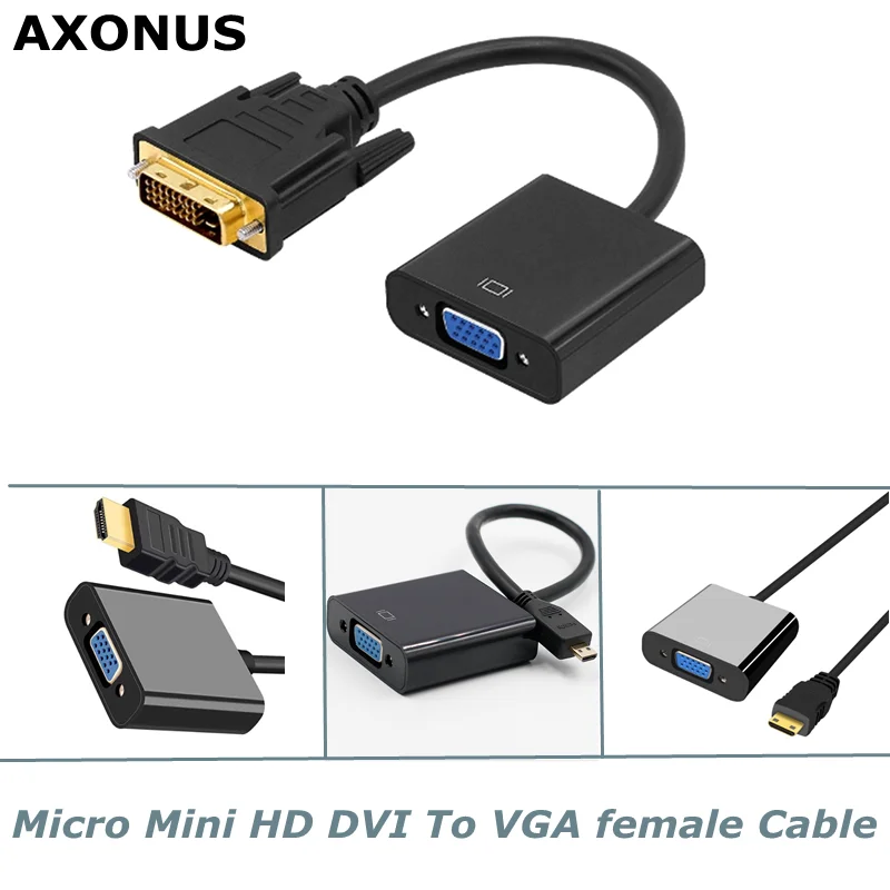 DVI Mini Micro HDMI Input to VGA Output Connector 1080P Suitable