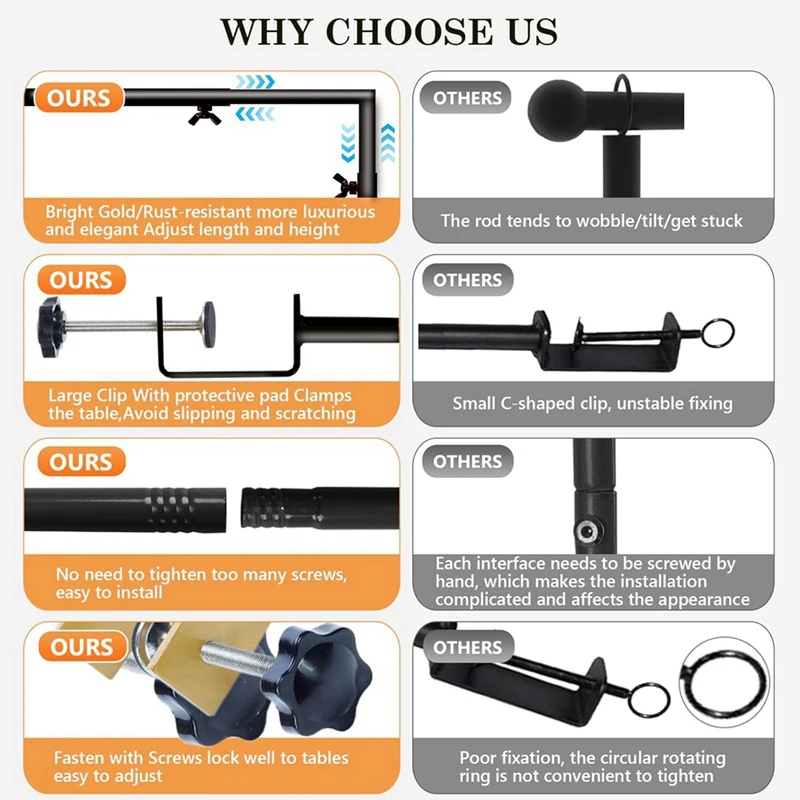 A59Z-Over The Table Rod Stand With Clamps 46 Inch-100 Inch Length 29 Inch-55 Inch Height Table Balloon Arch Stand