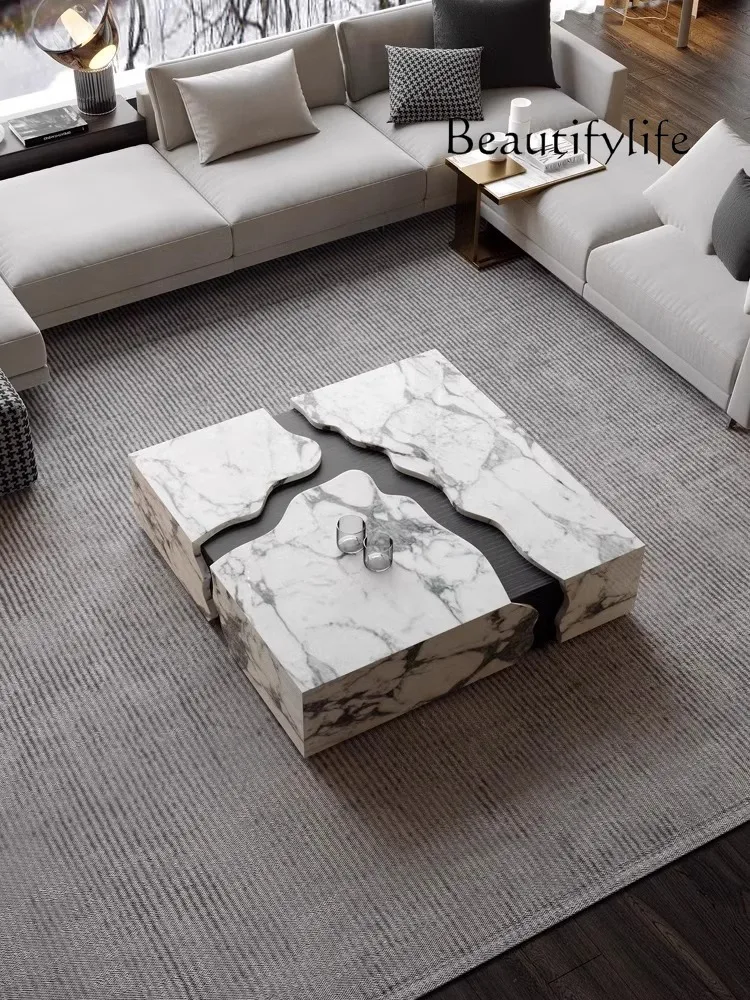 

Italian Mild Luxury Marble Coffee Table Living Room Original Designer Modern Large Apartment Square Coffee Table