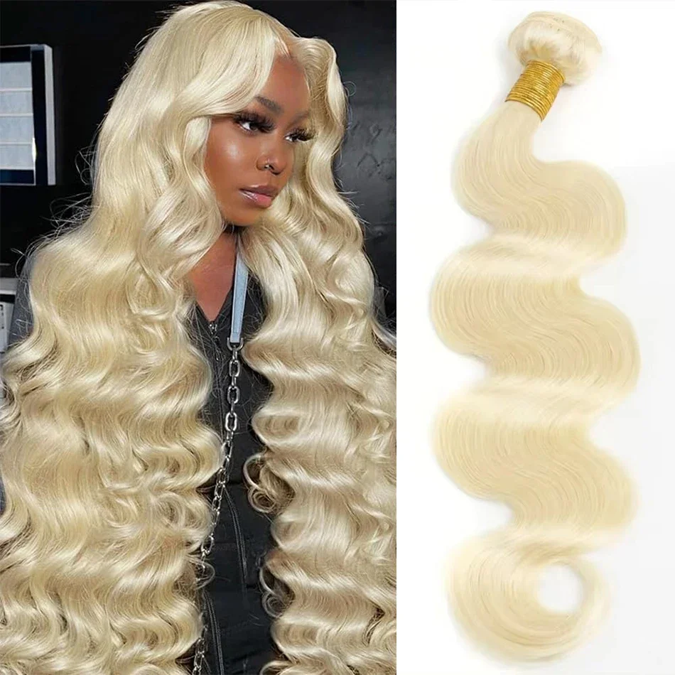 613 Blonde Colored Body Wave Bundles Brazilian Hair Weave Bundles Human Hair Bulk Human Wigs for Braiding Extensions