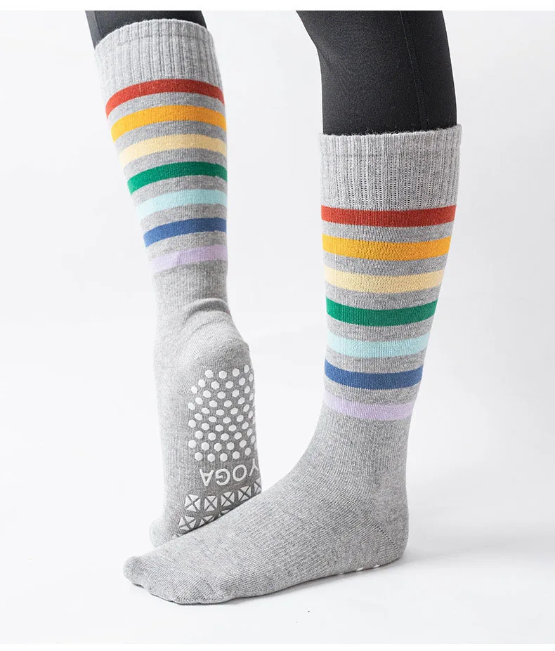 Yoga Socks Women Stripe Pile Dot Silicone Non-slip Pilates Over The Calf Socks 15 S507b4a81a8f4425d998699f33b3eb757w