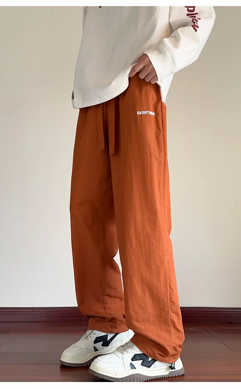 Lässige Herren-Eisseidenhose 2026 Sommer Gerades Bein Locker Sitzende Freizeithose Streetwear Atmungsaktive & Kühle Einfarbige Jogginghose mit Kordelzug – Detail 9