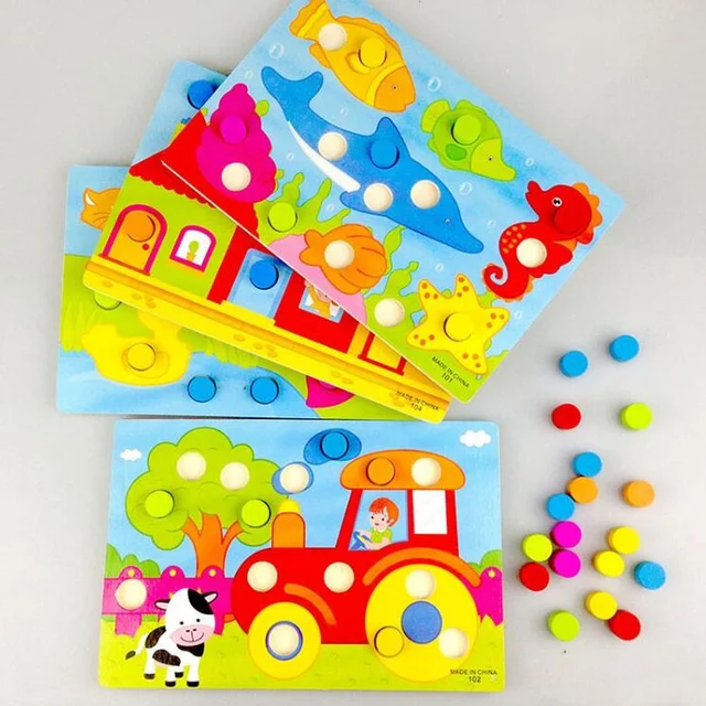 3D Wooden Puzzle Jigsaw Toy Montessori Baby Toys Wood Cartoon Animal Puzzles Game Kids Early Educational Toys for Children Gifts 2