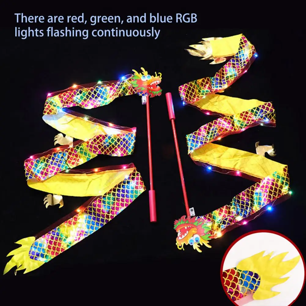 Gymnastics Dance Ribbon with Twirling Stick Led Lights Luminous Dragon Lantern Flashing Light gymnastics ribbon gymnastics streamer rod gymnastics dance accessories