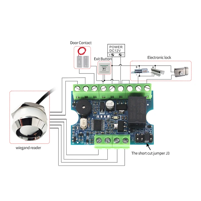 12V Access control Mini Relay Module Controller Board Kit TM Wiegand RFID Card Reder Set Door System support Admin Card 1000user 3