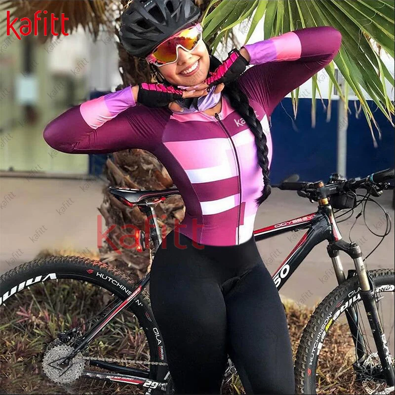 Kafitt Women's Sweatshirt Set 2023 New long outdoor cycling equipment suit Bicycle team racing suit Long jumpsuit 3