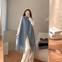 Шарф Dream Macaroon в тон, зимний мягкий мягкий комфортный шарф из искусственного кашемира с длинным воротником — изображение 4