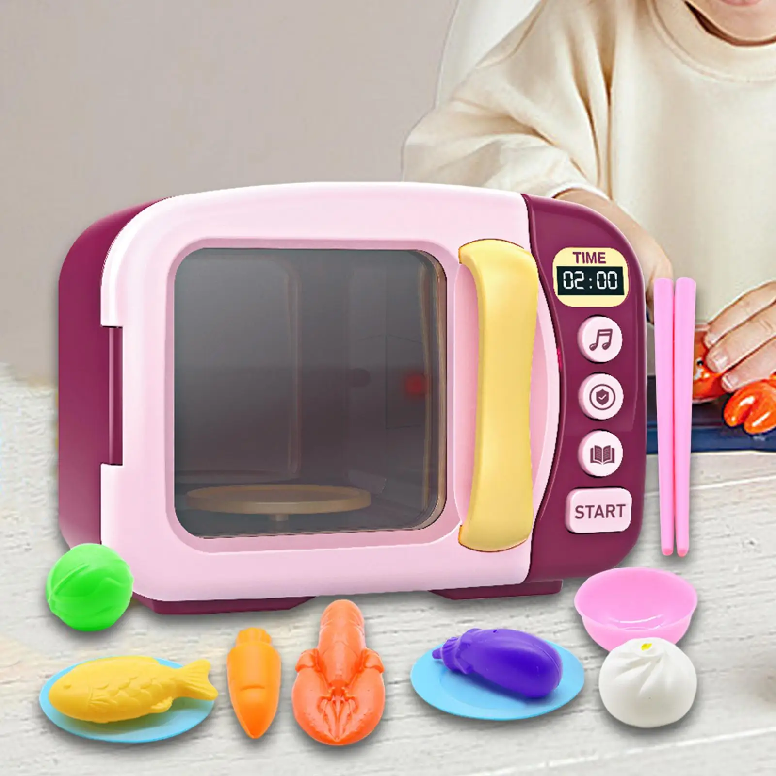 Microwave Kitchen Play Set Pretend Play Toy for Girls Boys Kids 3-8 Year Old