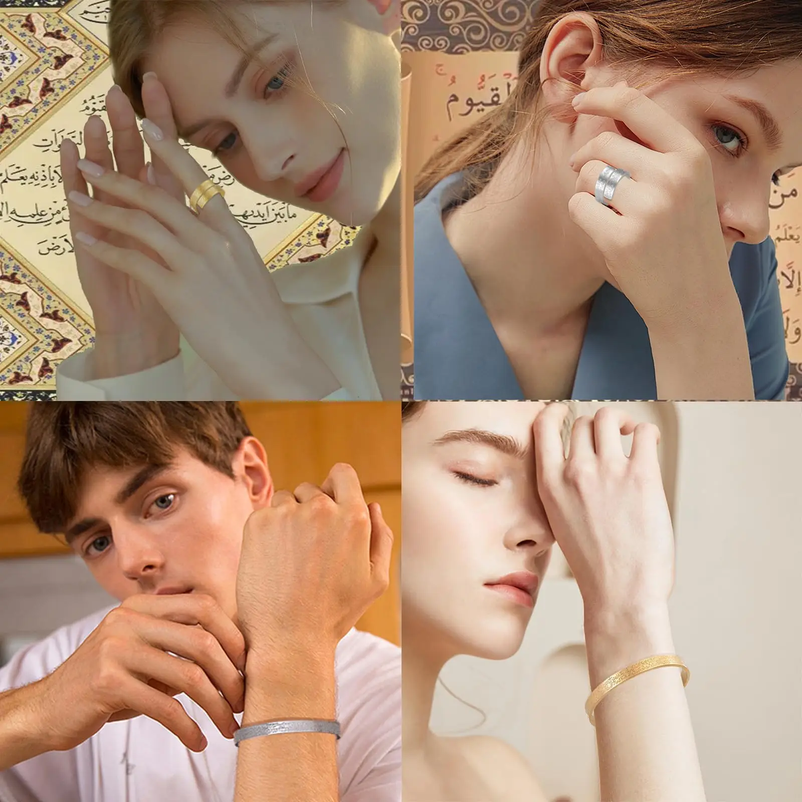 Adjustable Islamic Ayatul Kursi Bracelet Muslim Allah Quran Rings Arabic Calligraphy Openable Rings Islam Eid Islamic Jewelry 6