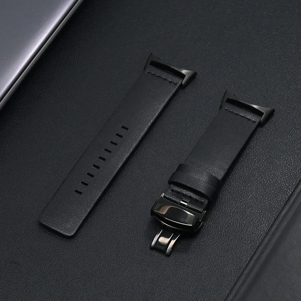 Elegant Leather Strap with Butterfly Buckle - Premium Watch Bracelet Replacement Accessory