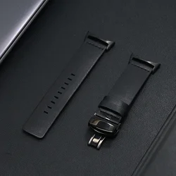 Elegant Leather Strap with Butterfly Buckle - Premium Watch Bracelet Replacement Accessory for Pixel watch 3 2 41mm (Black black)