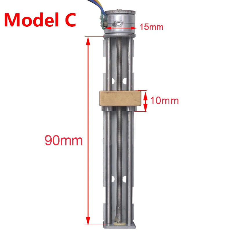 Stroke 35mm/55mm/80mm Linear Actuator Micro 15mm/20mm Two-phase Four-wire Stepper Motor With Copper Nut DIY XYZ 3D printer