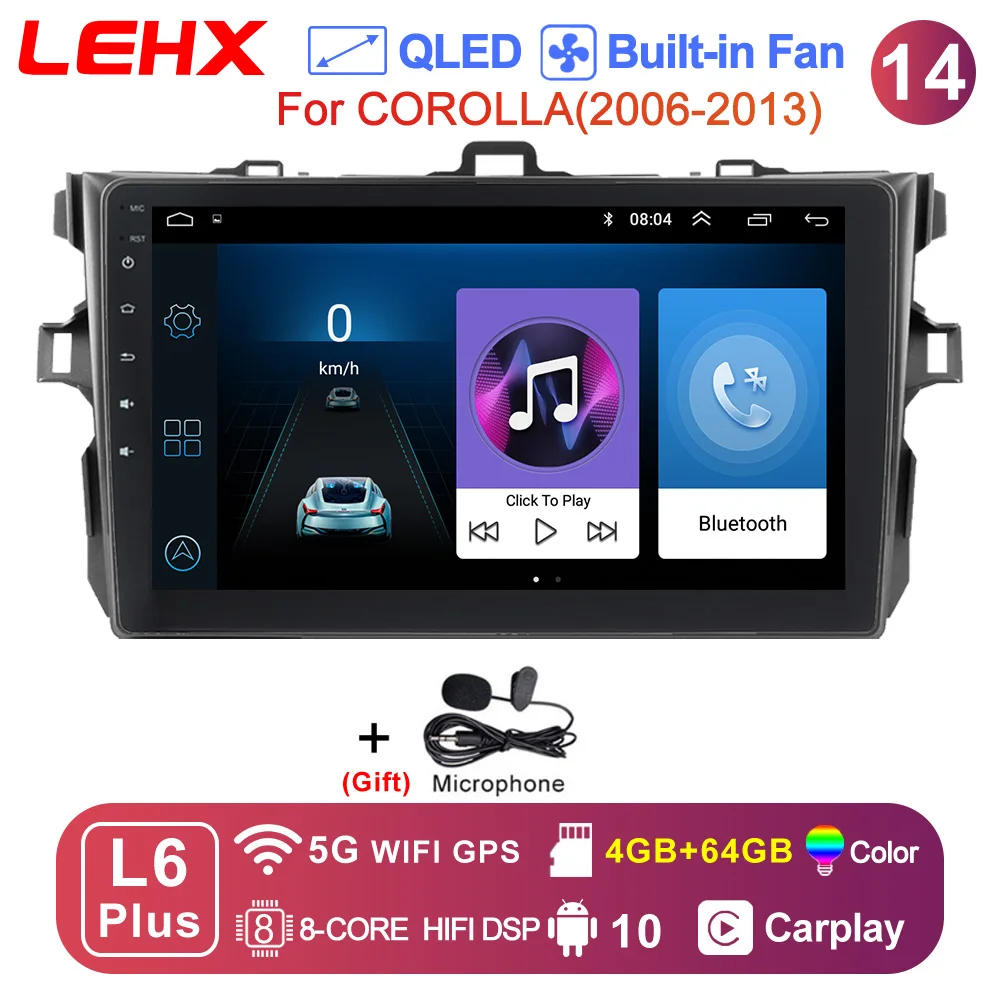 LEHX Pro 8 Core 2Din android 10.0 Car Radio Multimedia Video Player For Toyota Corolla E140 150 2006-2013 Autoradio Carplay gps pioneer head unit Car Multimedia Players