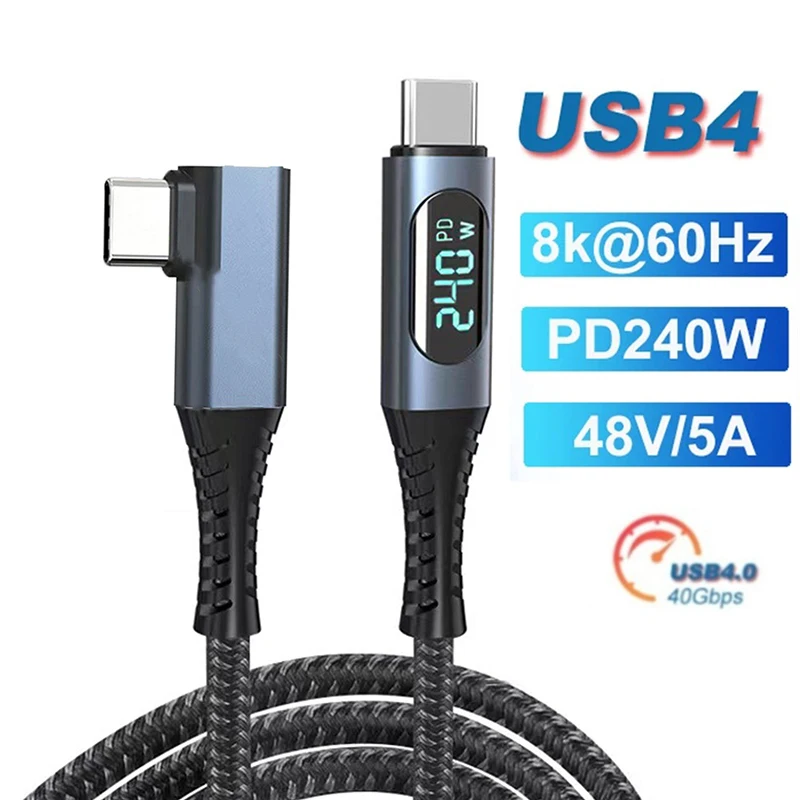 

Nku USB4 Thunderbolt3 40Gbps Data Line with Power Display Type-C 240W PD Fast Charging Cable 8K@60Hz for USB-C Macbook Laptop PC