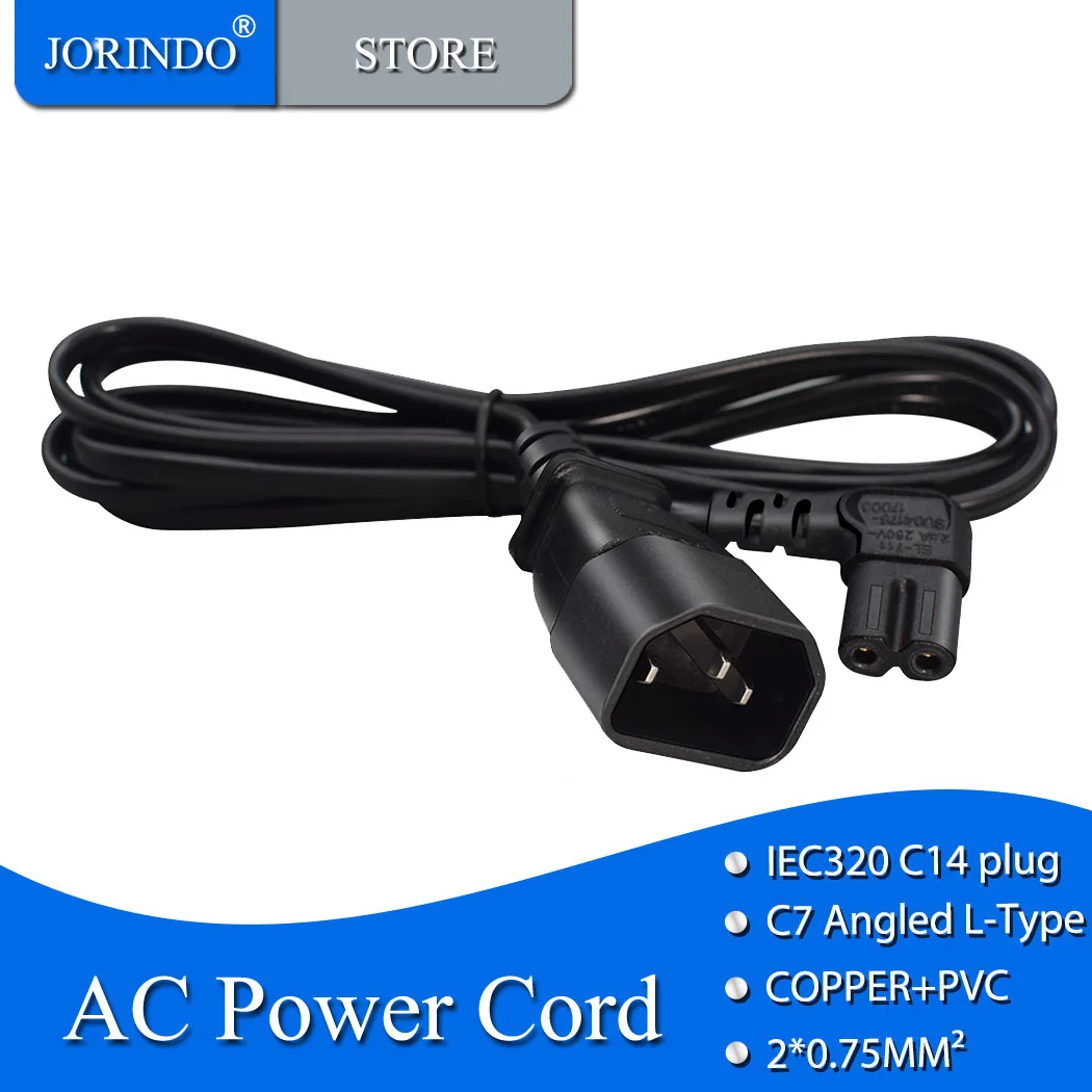 

JORINDO 2M/6.56FT IEC320 C14 3 Pin Male TO C7 Figure 8 side bend design Female Converter Adapter Cable