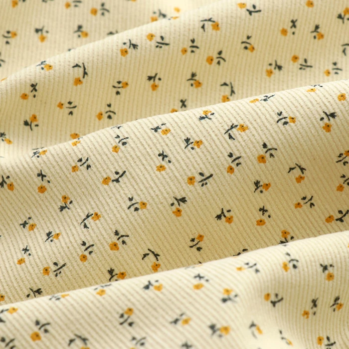 

Cotton Printed Apricot Corduroy Fabric Women's Clothing Girls' Padded Waistcoat Dress Clothing Fabric No Stretch