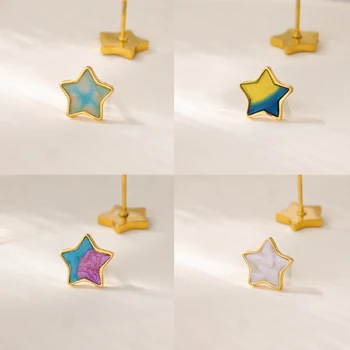 Cute Tiny Star Stud Earrings for Women Stainless Steel Gold Color Piercing Earrings Fashion Wedding Waterproof Jewelry