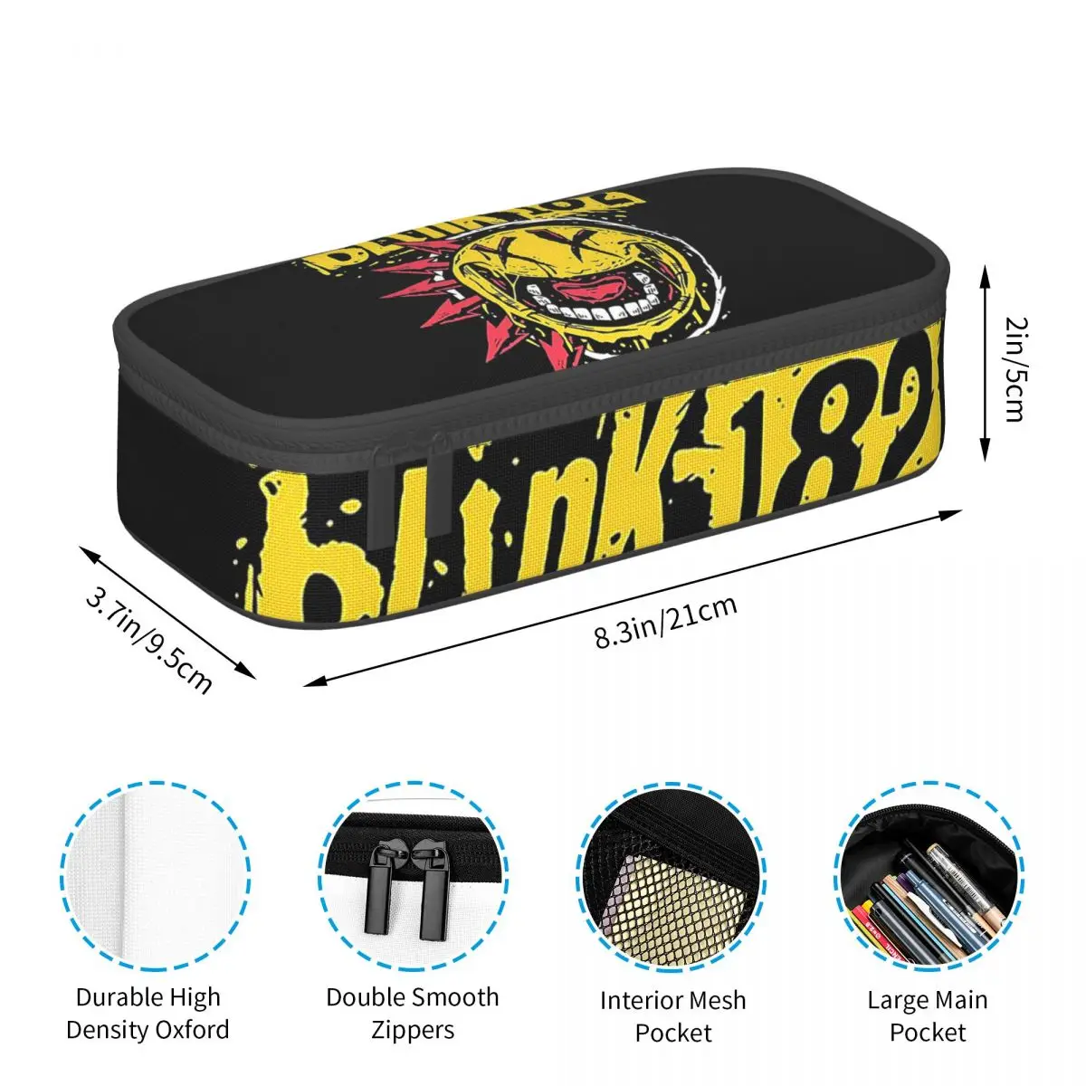 Blink 182 Punk Smile Pencil Cases Big Capacity Pen Bags Pen Box Pencil Pouch For Boys Girls Students Stationery School Office
