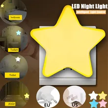 

Light Sensor Control Mini Star LED Night Light for Dark Night Children Bedroom Bedside Lamp with EU/US Plug